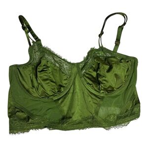 Auden Green Lace Mesh Longline Bra XL Sheer Lingerie Top Fairycore Coquette